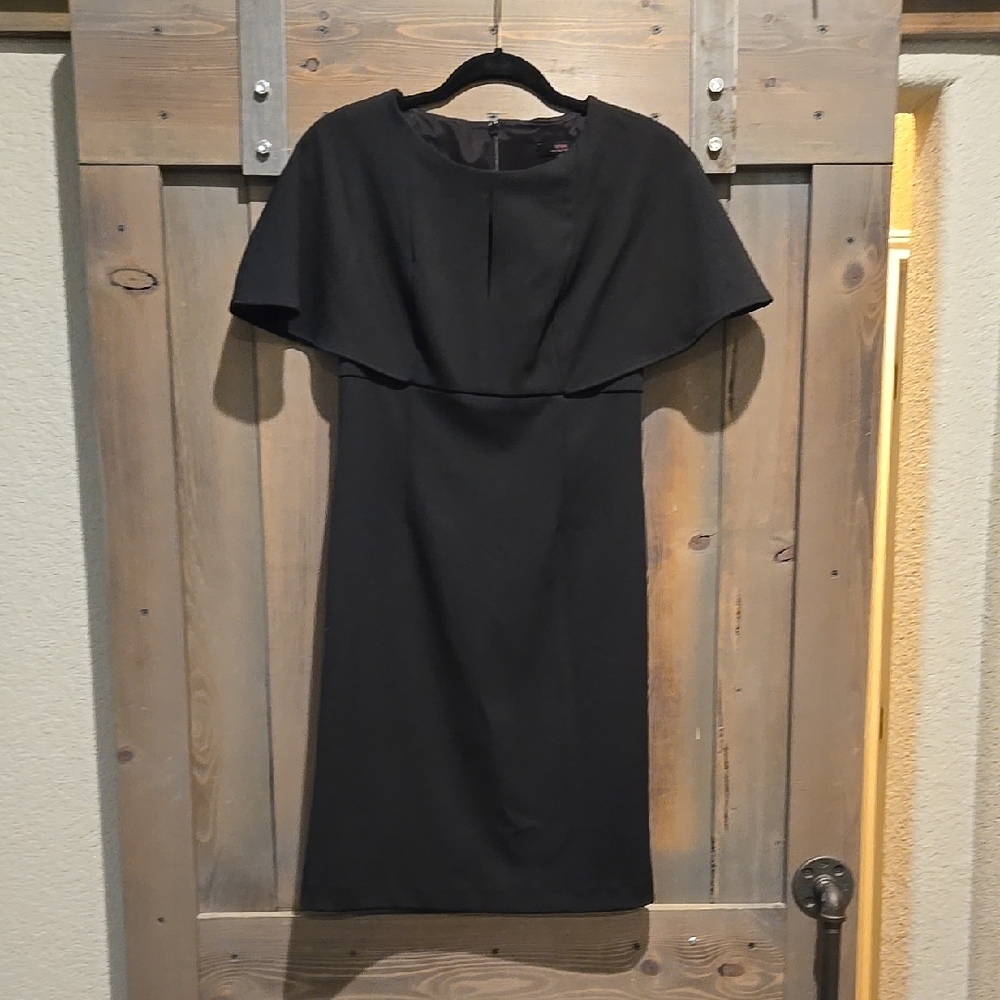Trina Turk Black Cape Style Sheath Cocktail Dress